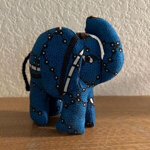 Watoto Blue Patterned Elephant stuffed toy or decor from Uganda